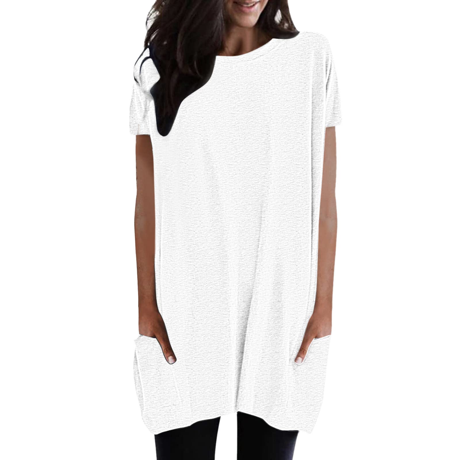 Women's Casual Short Sleeve T-Shirts - Crewneck Raglan Tees with Side Split | Summer Tunic Tops for Everyday Wear, Outings & Vacation | Comfortable & Stylish Women's Fashion