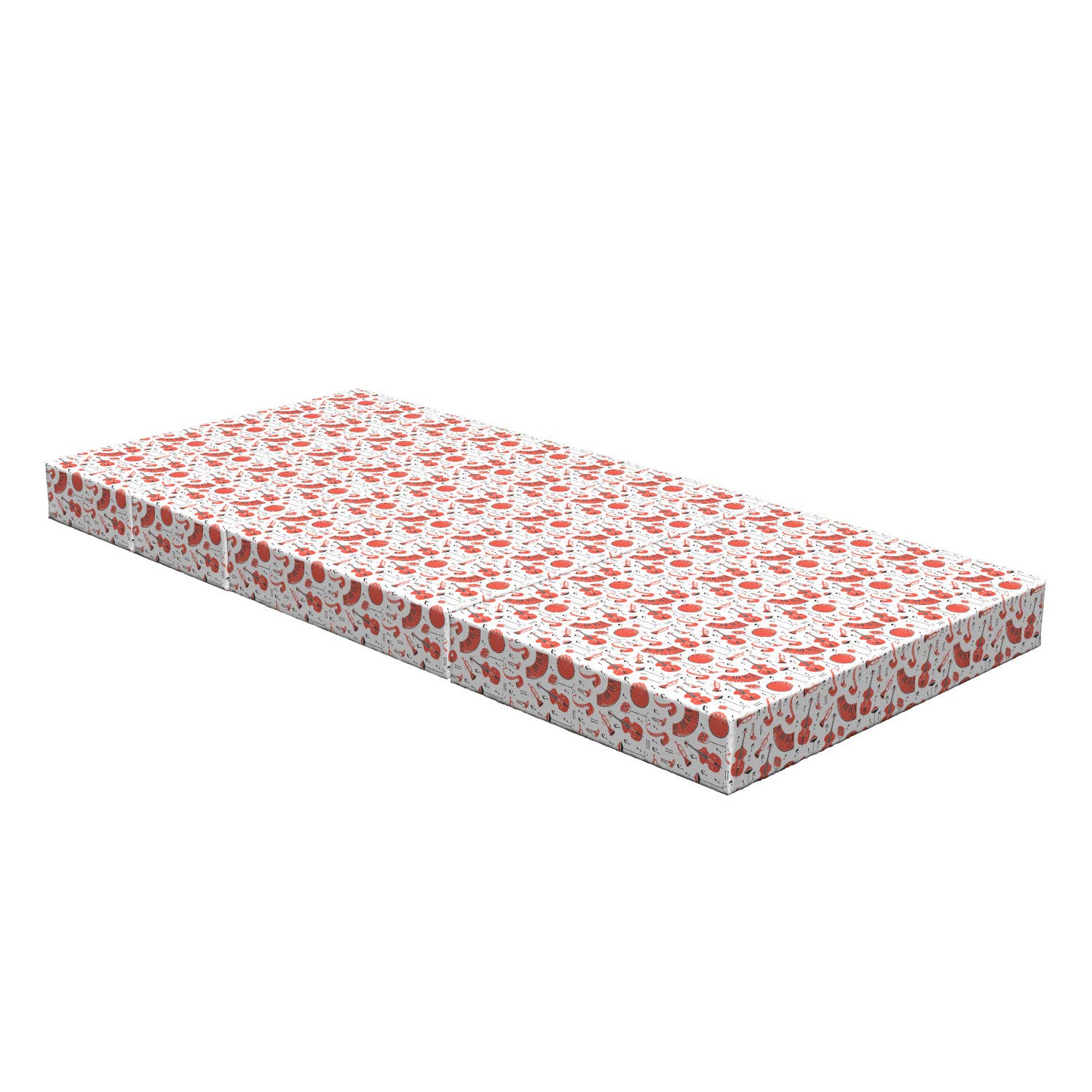 Ambesonne Music Themed Foldable Mattress - Musical Instruments Print, 74.8