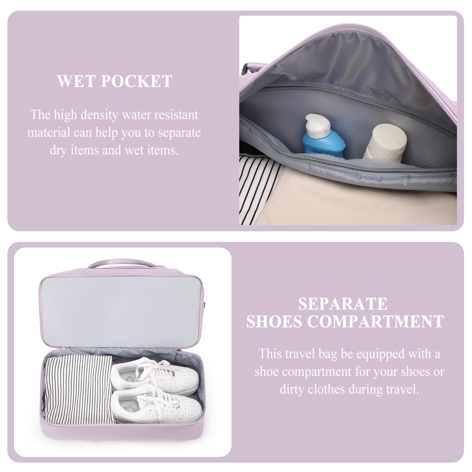 Stylish Weekender Bags for Women - Spacious Travel Duffel with Separate Shoe Compartment & Toiletry Bag - Perfect for Overnight Trips, Gym, and Weekend Getaways