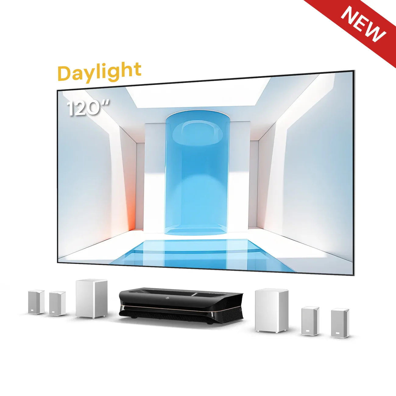AWOL Vision Theater 3000S 4K Ultra Short Throw Laser Projector - Home Cinema System with HDR10+ & 3000 Lumens for Movie Nights, Gaming & Outdoor Entertainment