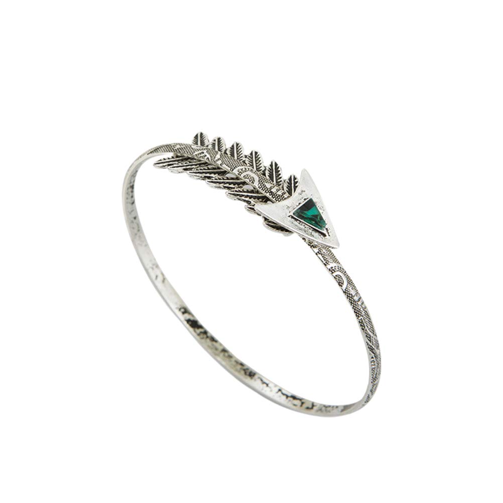 Vintage Arrow Cuff Bracelet for Women - Boho Chic Armlet with Gemstone Details, Adjustable Bangle for Girls | Perfect for Festivals, Parties, and Everyday Wear