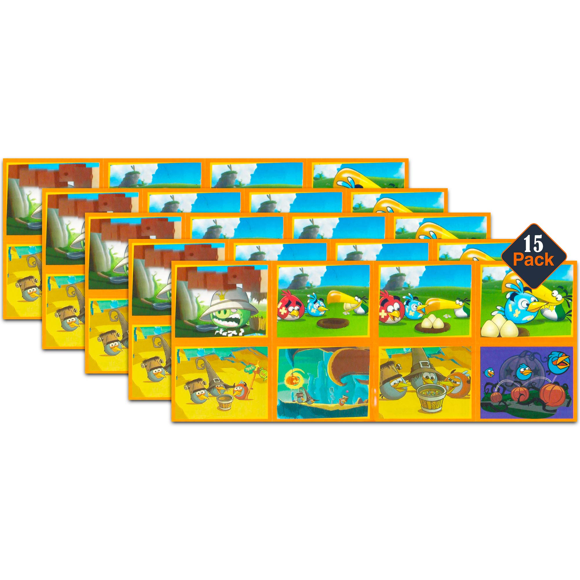 Angry Birds Stickers Party Favors Pack - 15 Sheets with 120 Jumbo Stickers for Birthday Party Decorations & Kids Activities | Perfect for School Rewards, Scrapbooking & Gift Bags