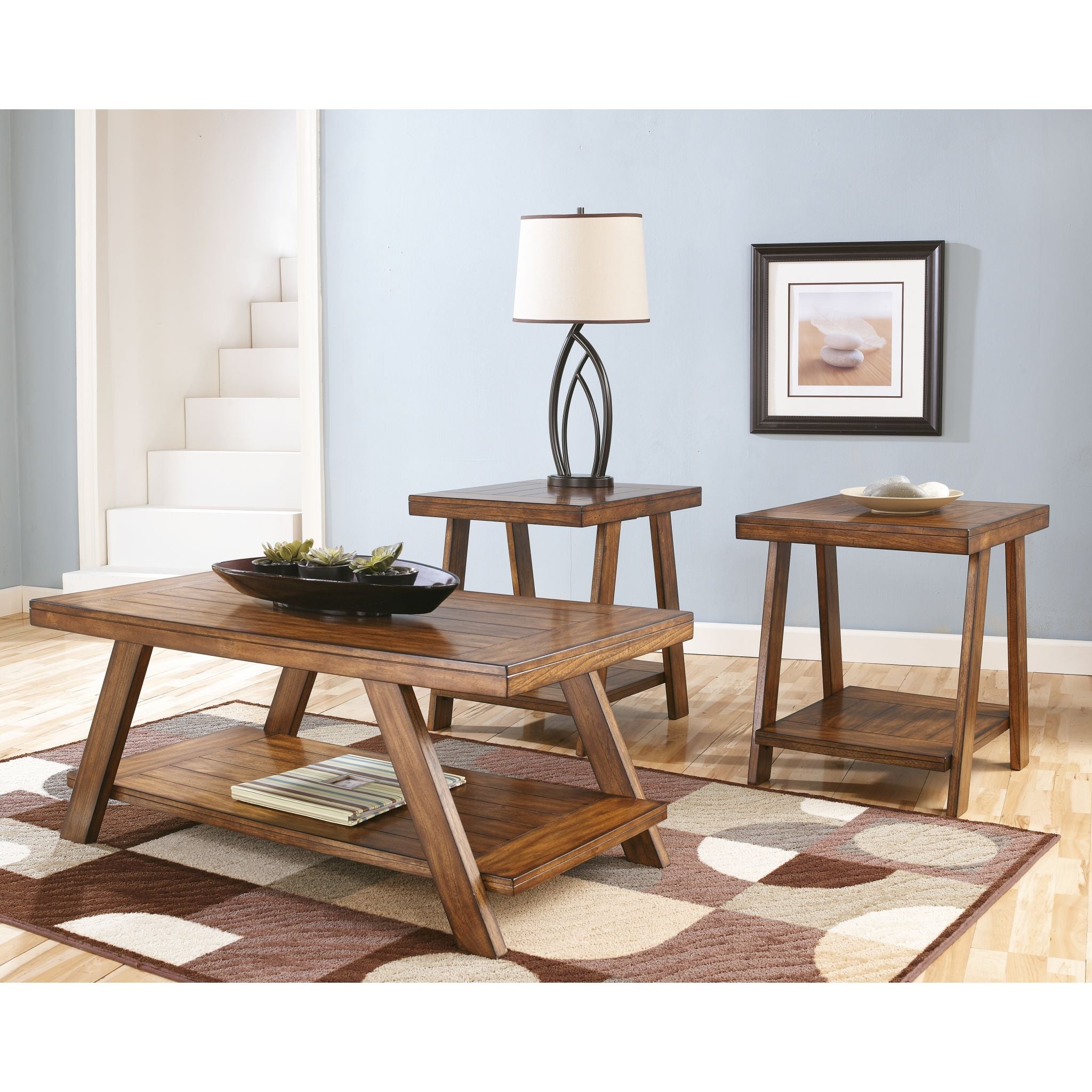Bradley 3-Pack Brown Wooden Side Tables - Perfect for Living Room, Bedroom, or Office Decor
