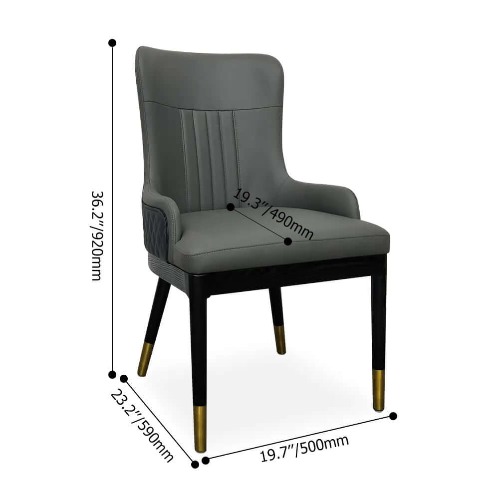Modern Faux Leather Gray Dining Chairs with Metal Legs - Set of 2 - Perfect for Kitchen, Dining Room & Home Office - Comfortable & Stylish Seating Solution