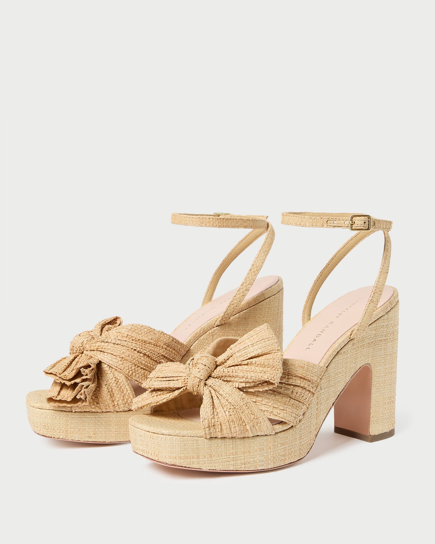 Lucia Natural Pleated Bow Platform Shoes - Women's Fashion Sandals for Summer Outfits & Beach Vacations