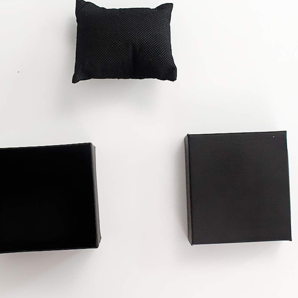 **5-Pack Black Paper Watch Box with Pillow - Jewelry & Bangle Storage Case for Men & Women - Perfect for Gifts, Travel & Watch Collection Organization**