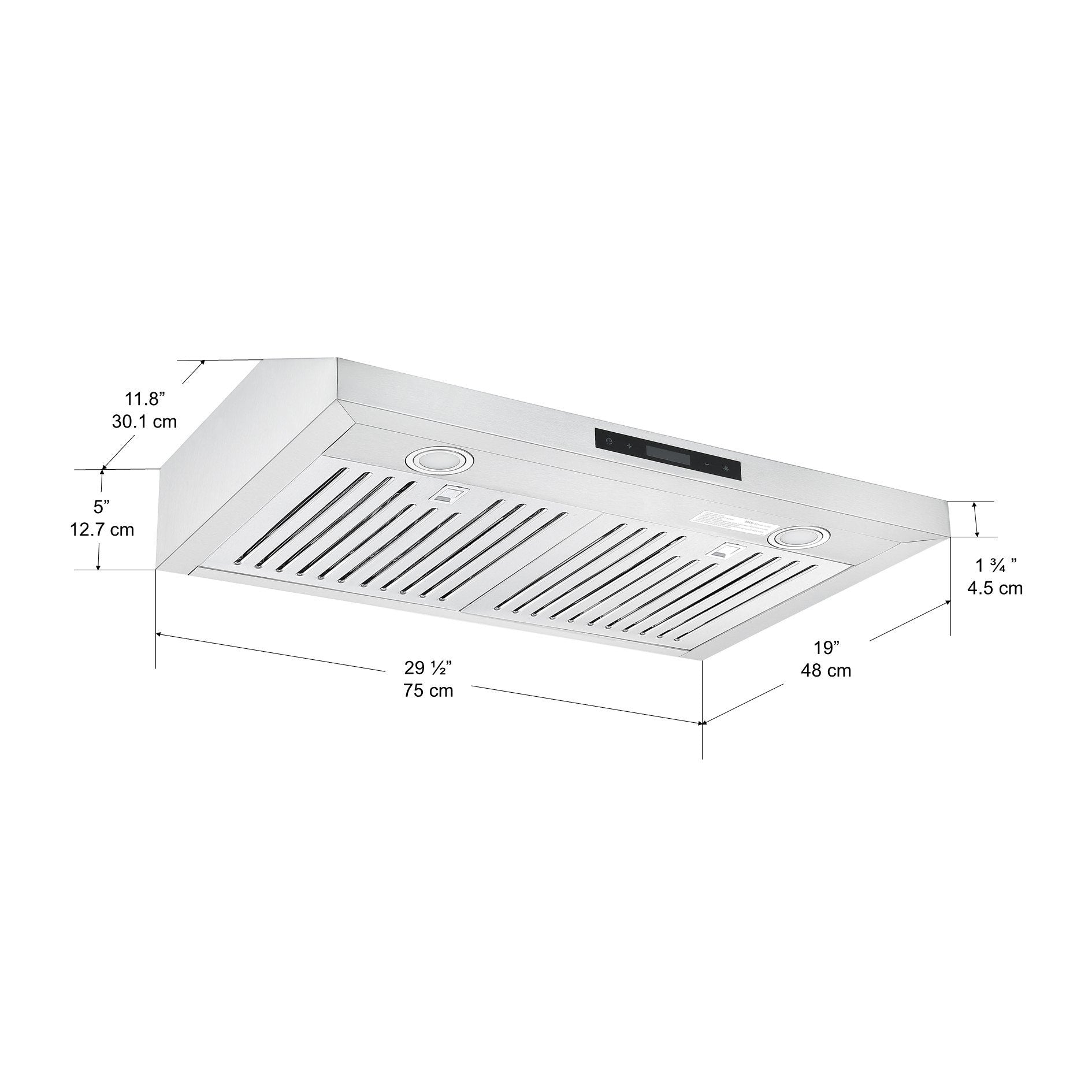 Stainless Steel 30-Inch Slim Under Cabinet Range Hood - Powerful Ventilation for Kitchen, Cooking, and Smoke Removal
