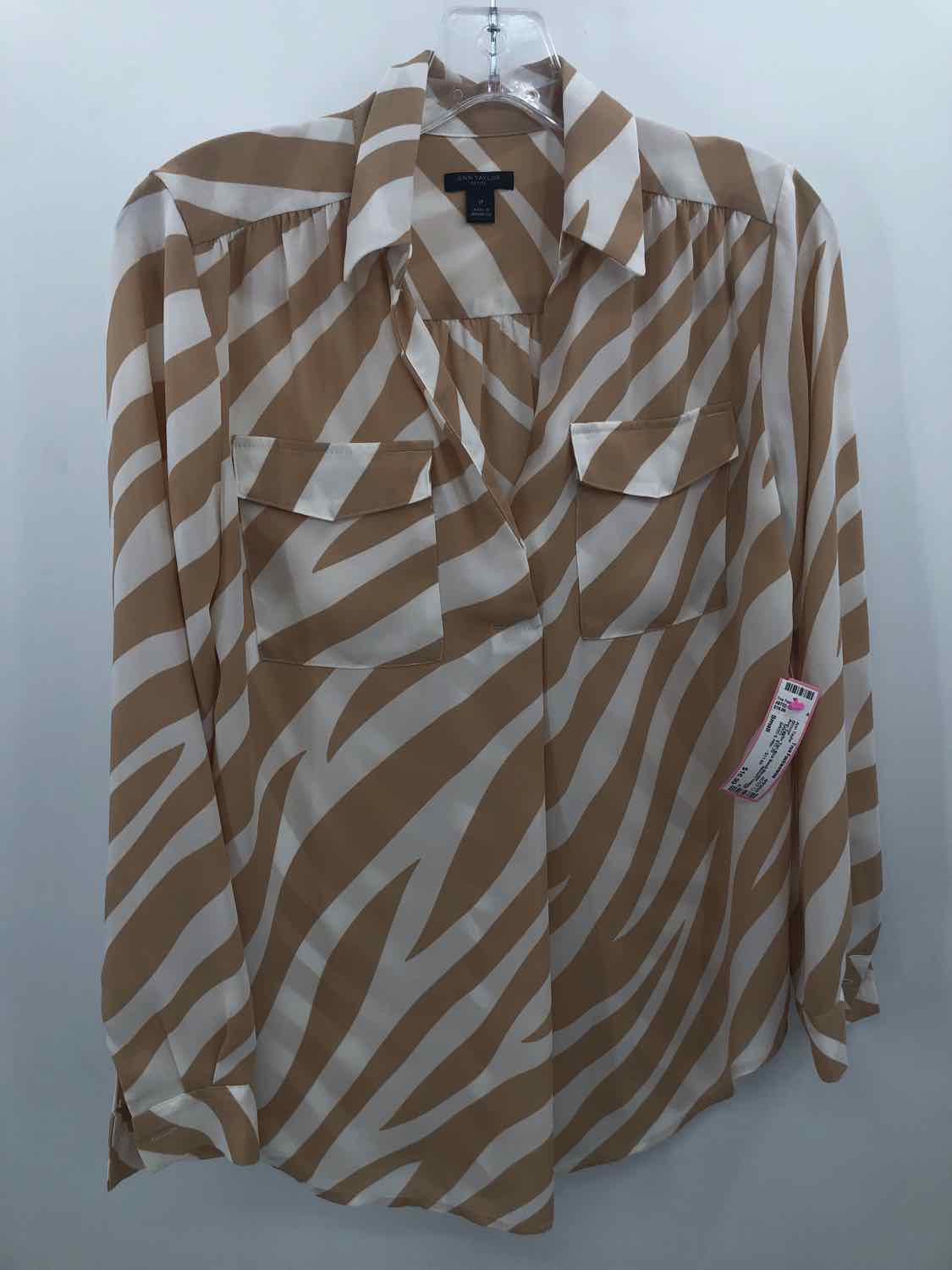 Pre-Owned Ann Taylor Tan Blouse Size Small - Perfect for Work, Casual Outfits & Layering