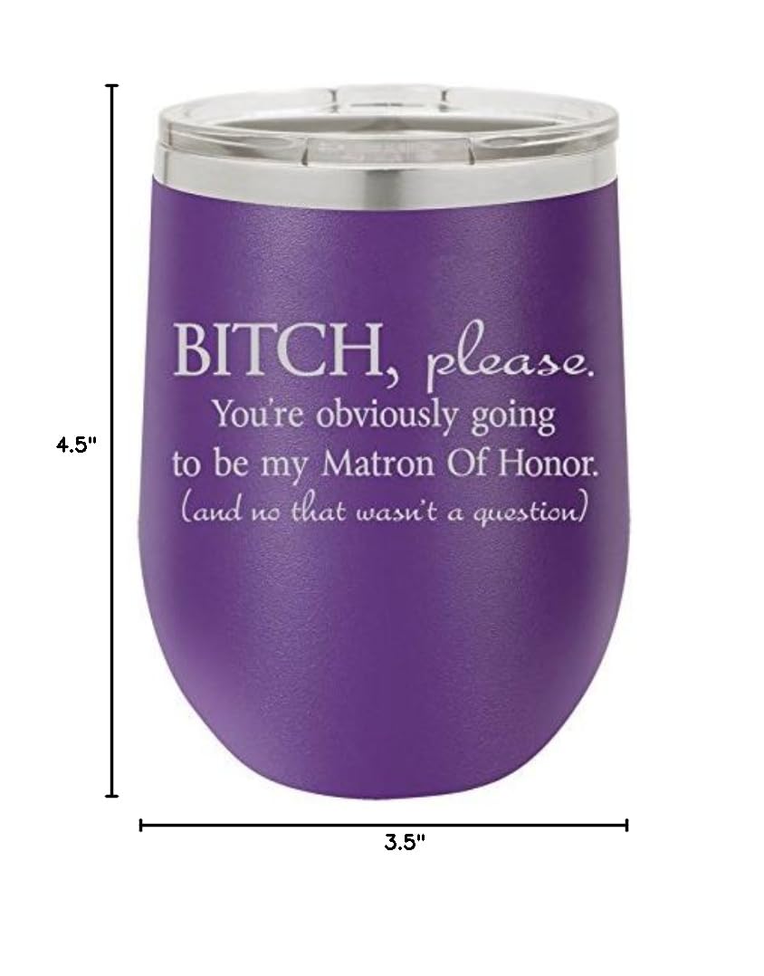 12 oz Double Wall Vacuum Insulated Stainless Steel Wine Tumbler - Stemless Coffee Travel Mug with Lid - Perfect for Hot & Cold Drinks - Great for Office, Commuting, Camping & Gifts (Purple)