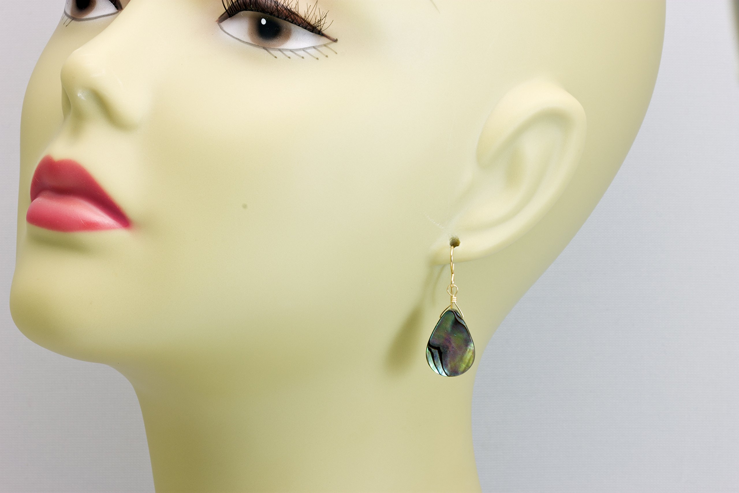Exquisite Mother of Pearl Earrings - Natural Abalone Paua Shell Dangle Earrings in Peacock Blue Teardrop Design | Perfect for Weddings, Beach Vacations & Boho Fashion