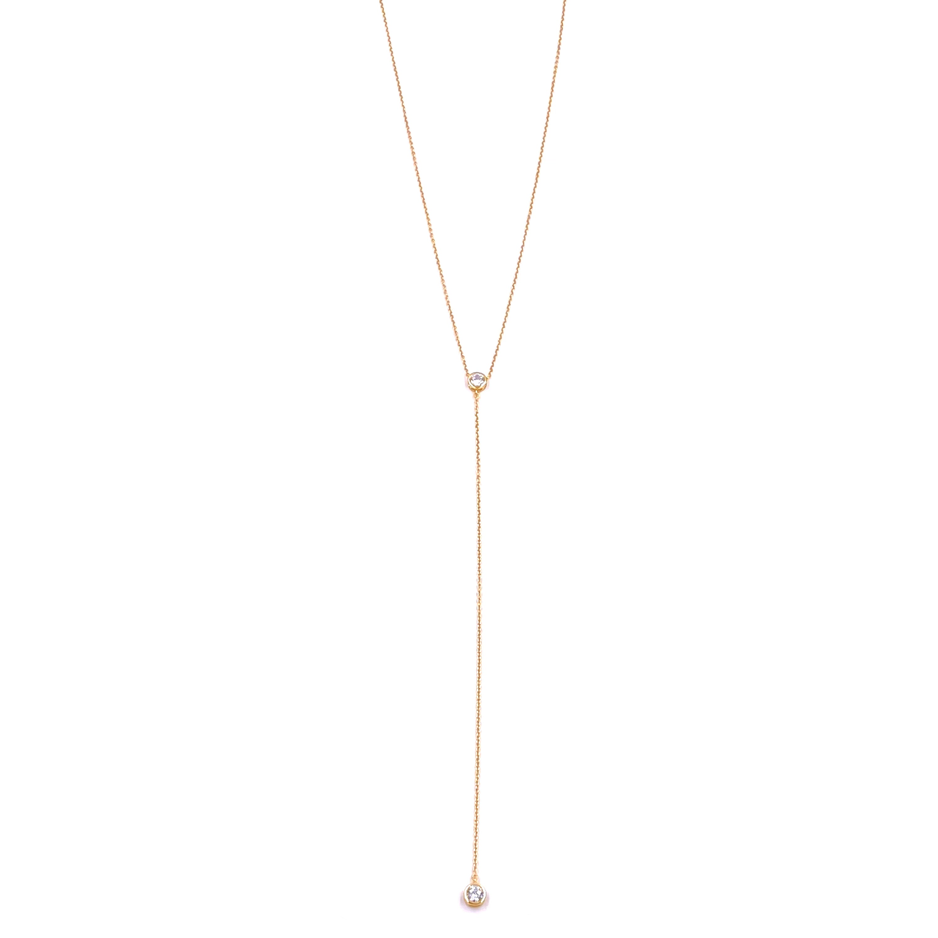 Ashley Gold Sterling Silver Gold Plated CZ Center & Drop Lariat Necklace - Elegant Layered Pendant for Women, Perfect for Parties, Weddings & Date Nights