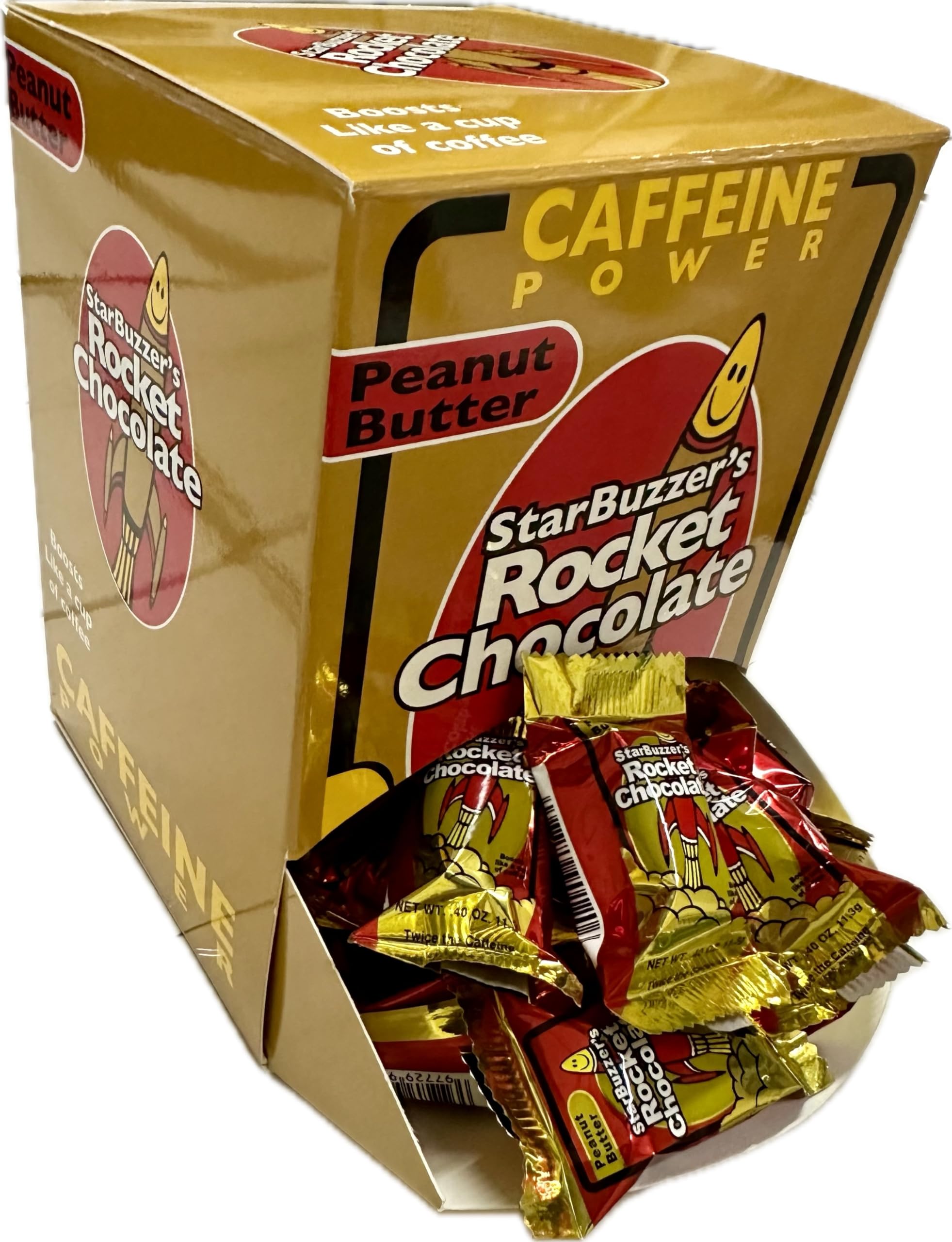 Rocket Chocolate Milk Chocolate Peanut Butter Flavored Caffeinated Chocolate Truffles - 50 Count Mini Bites - Perfect for Energy Boost, Office Snacks & Gift Giving