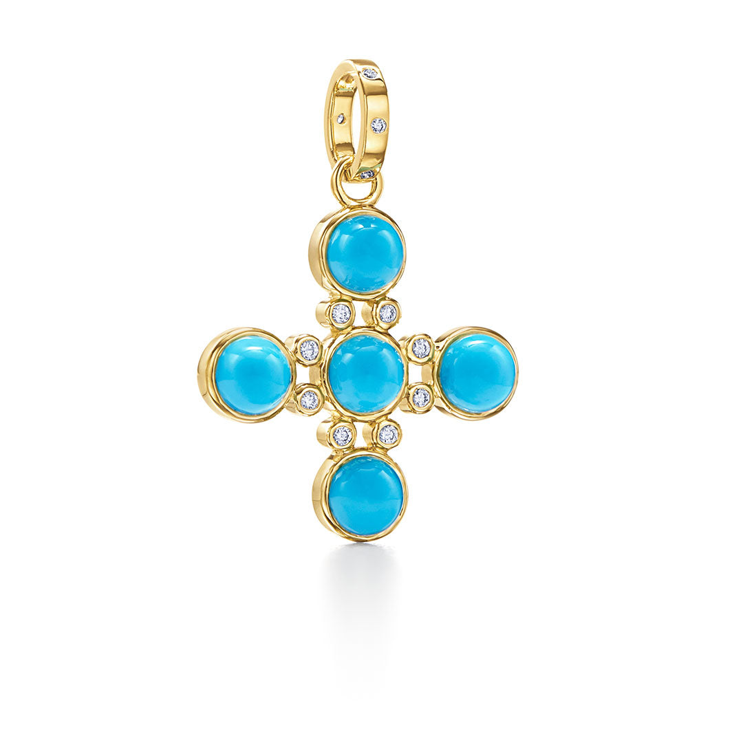 Turquoise Small Four Elements Cross Pendant Necklace - Temple St. Clair Jewelry for Women | Perfect for Everyday Wear, Gifts & Spiritual Protection