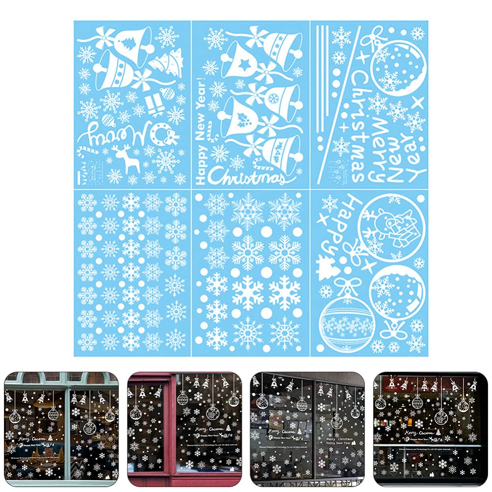VALICLUD 1 Set of 24 Bell & Snowflake Window Cling Stickers - Christmas Electrostatic Decals for Glass Doors, Windows - Holiday Home Decor, Party, Office, Classroom (Winter Wonderland Theme)