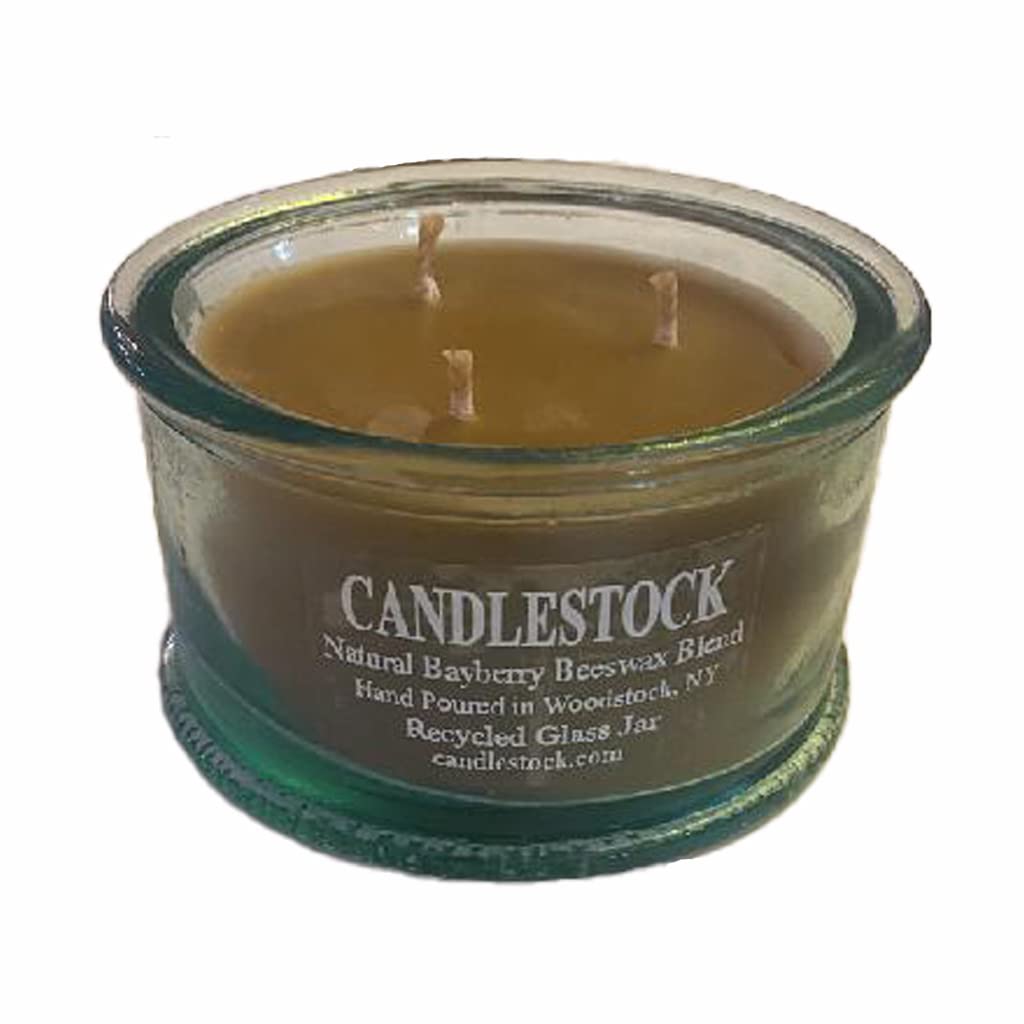 Handmade Bayberry & Beeswax Blend Jar Candle - 100% Natural, Fragrance-Free, Additive-Free - 3-Wick Recycled Glass Jar Candle for Christmas, New Year's & Home Decor