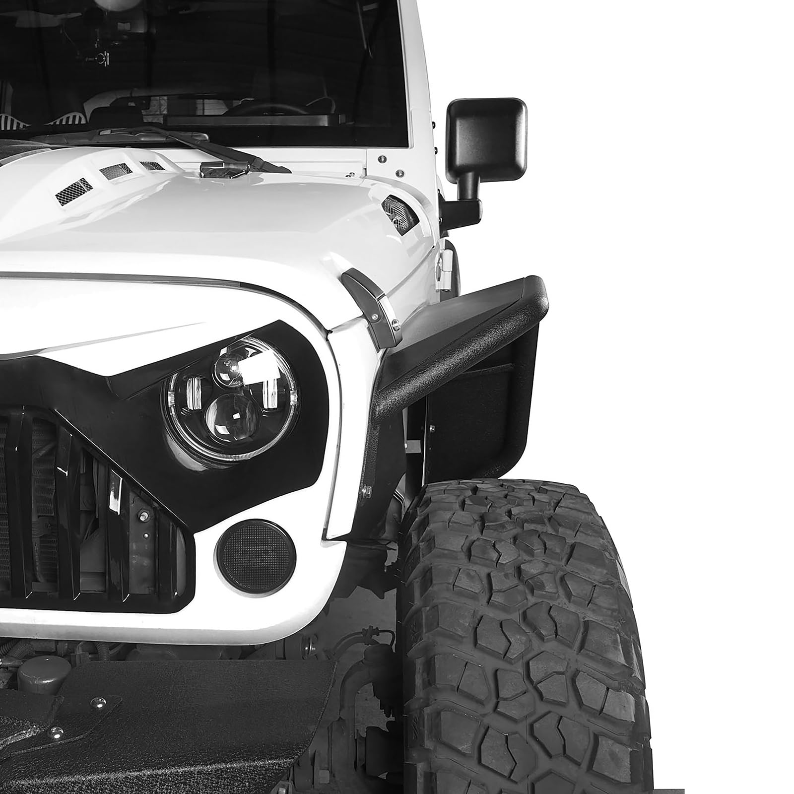 Jeep Wrangler JK & Unlimited 2007-2018 Tubular Fender Flares Front & Rear Set - Heavy Duty Wheel Armor Mud Guards for Off-Road Protection | Perfect for Rock Crawling, Trail Riding & Mud Adventures