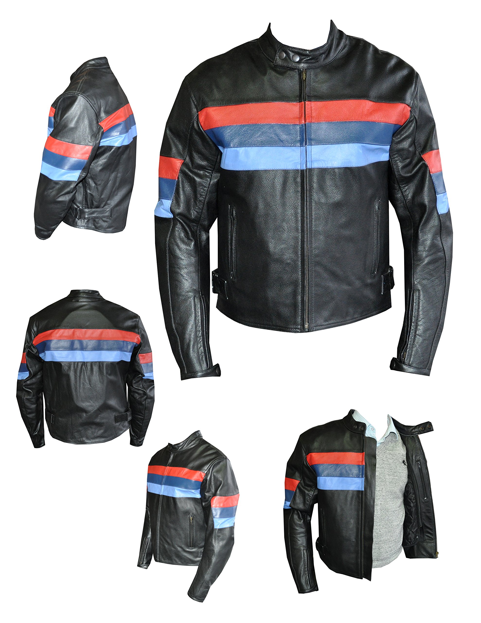 LnL Men's Leather Motorcycle Jacket with CE Armor Padded Protection - Durable Biker Gear for Riding Safety & Style | Perfect for Cruiser, Touring & Street Motorcycles