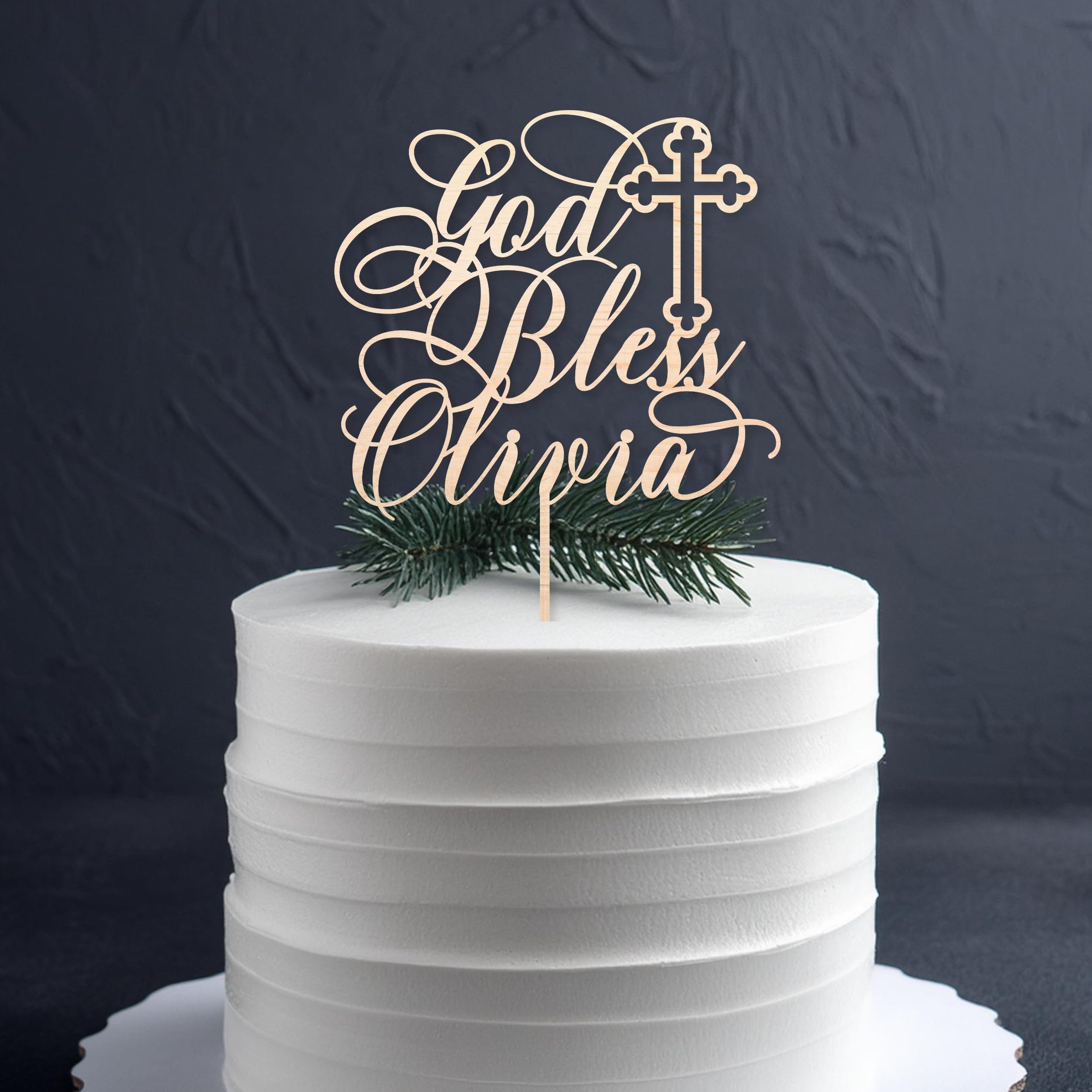 Custom Baptism Cake Topper Personalized with Name - Christening & Communion Cake Decor for Boys & Girls - Perfect for Baptism, First Communion, Baby Shower & Religious Celebrations