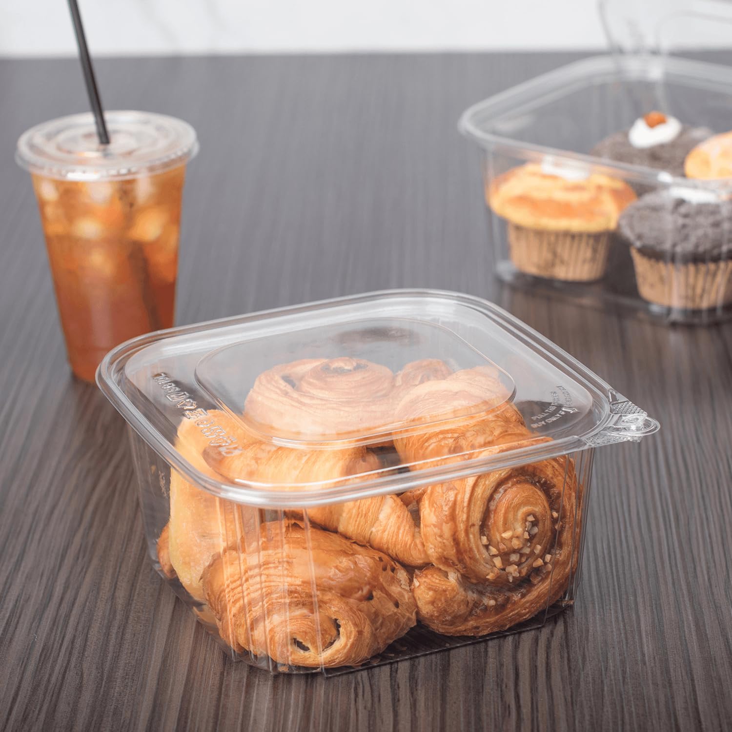 64oz - 120 ct PET Tamper Proof Square Deli Containers with Flat Lids | Stackable Clear Food Storage Containers for Kitchen, Meal Prep, Dog Treats | Freezer Safe & Recyclable | Perfect for Restaurants, Catering & Home Organization