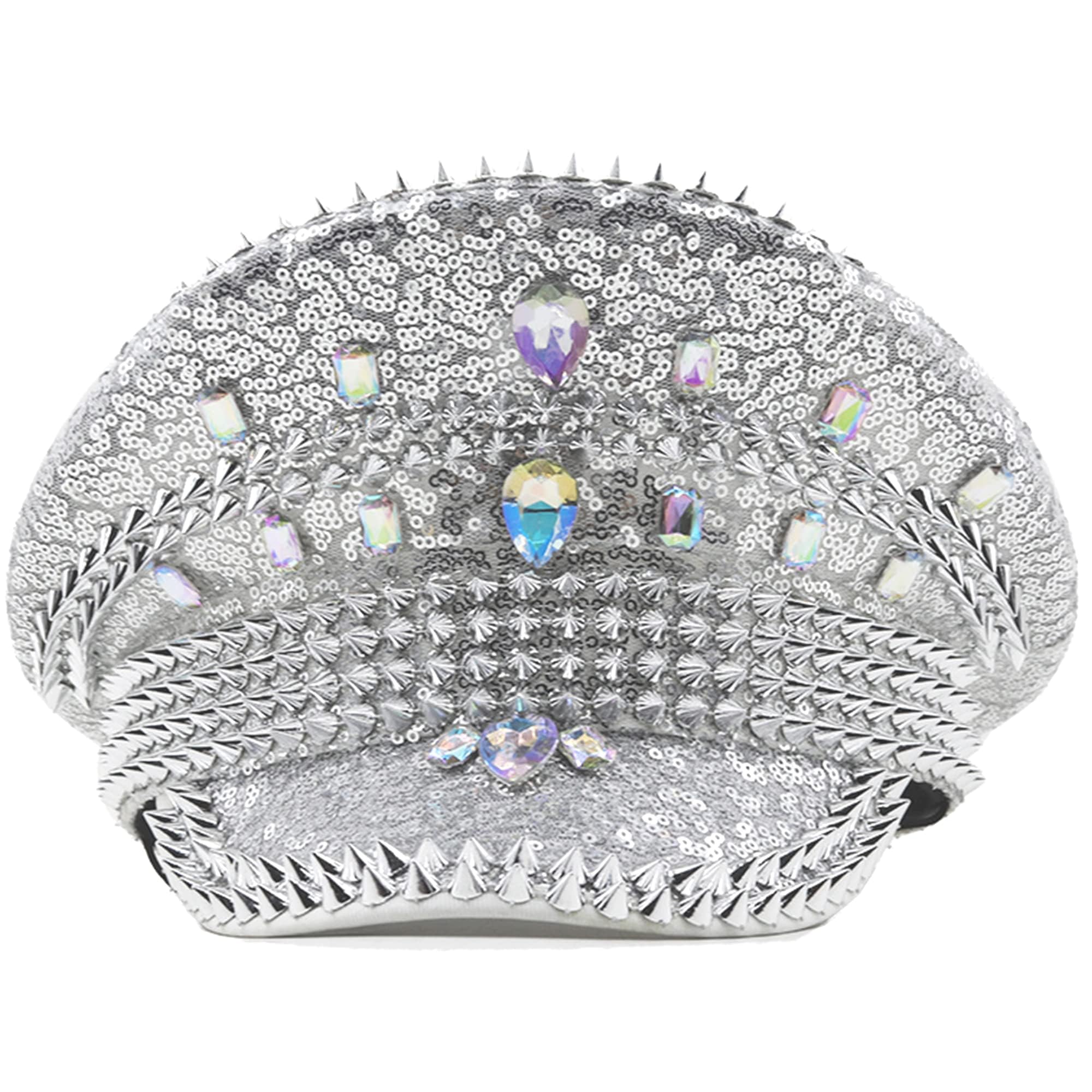 Sparkling Rhinestone Sequin Military Captain Hat for Women - Perfect for Burning Man, Music Festivals & Rave Parties - Glamorous Festival Accessory for Costumes & Nightlife Events