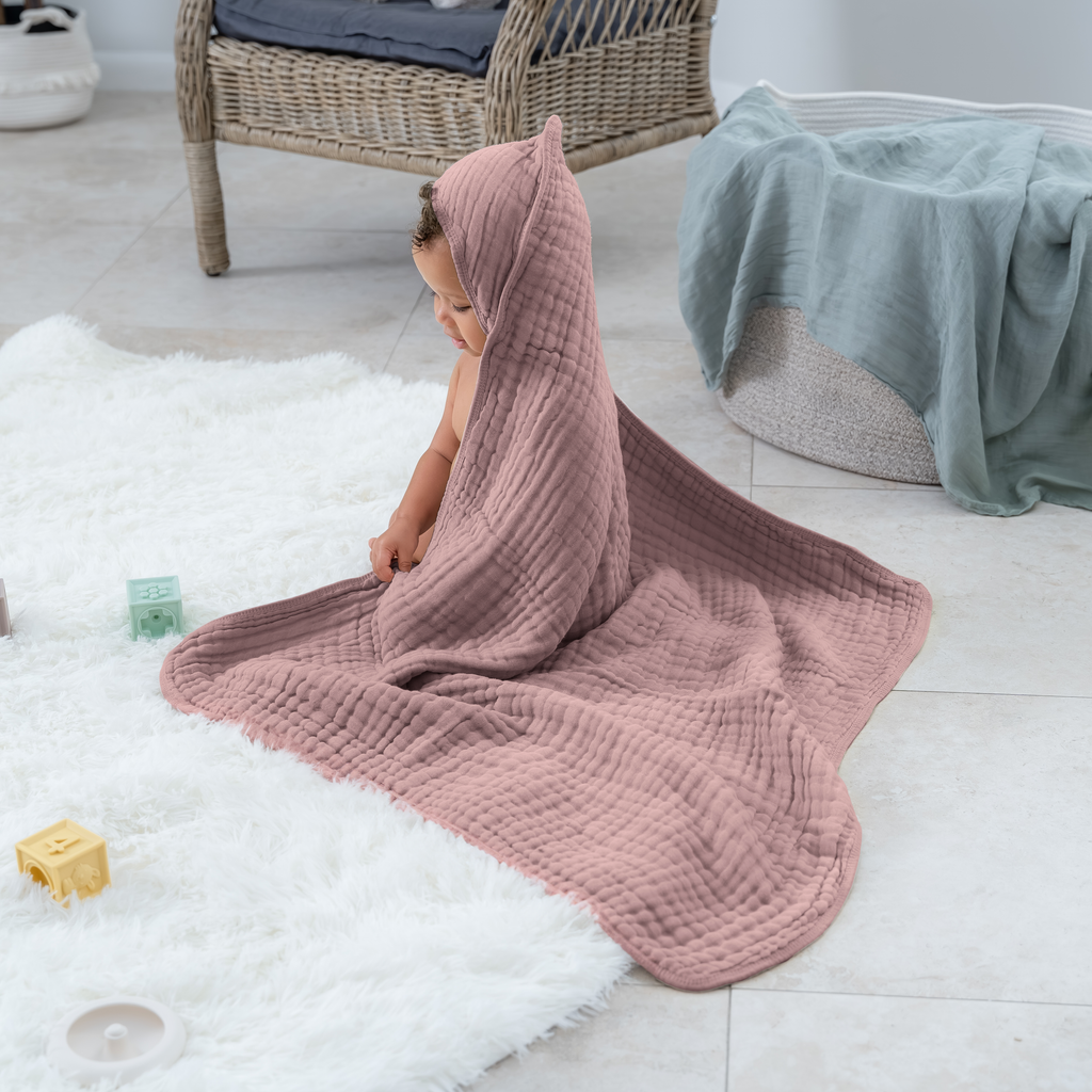 Comfy Cubs Ultra Soft Muslin Cotton Hooded Baby Towel - Newborn Bath & Swim Wrap, Perfect for Infants, Toddlers, and Kids - Ideal for Bath Time, Swimming, Beach, and Spa Days