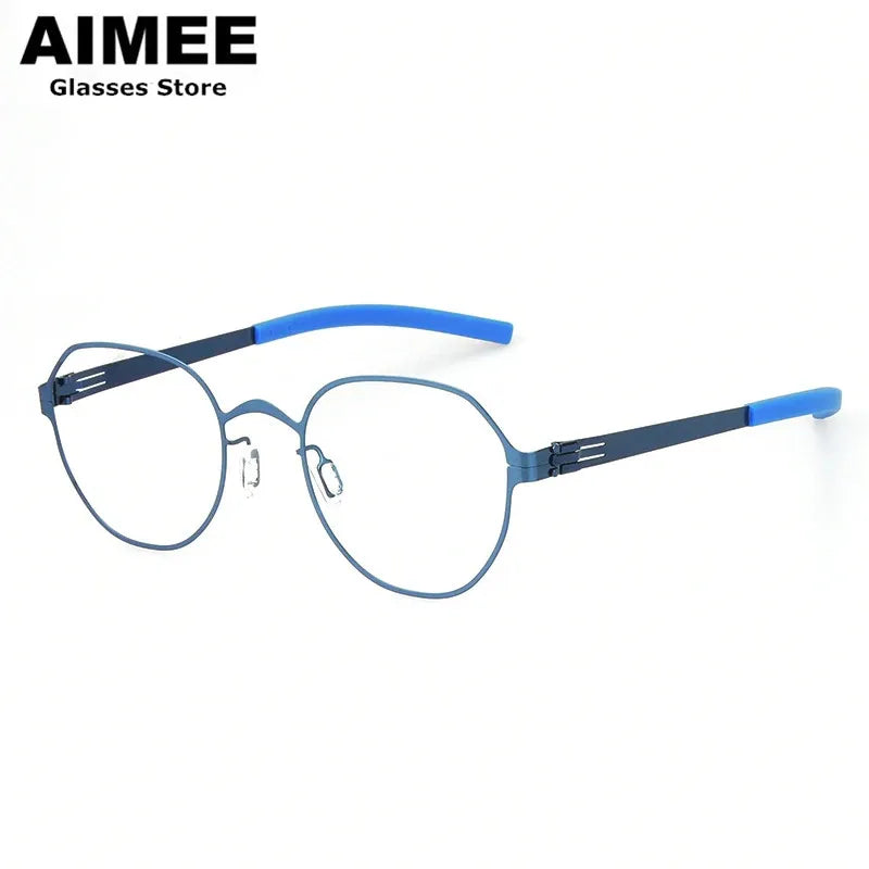 Aimee Women's Full Rim Oval Square Screwless Steel Eyeglasses 1177 - Lightweight Metal Frame Glasses for Work, Reading & Fashion