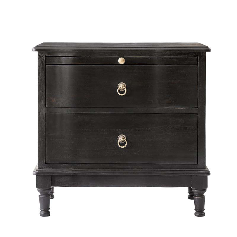 Solid Wood 2 Drawer Nightstand with USB Charging Ports, Pull-Out Shelf & Optional Styles - Modern Bedside Table for Bedroom, Guest Room & Small Spaces