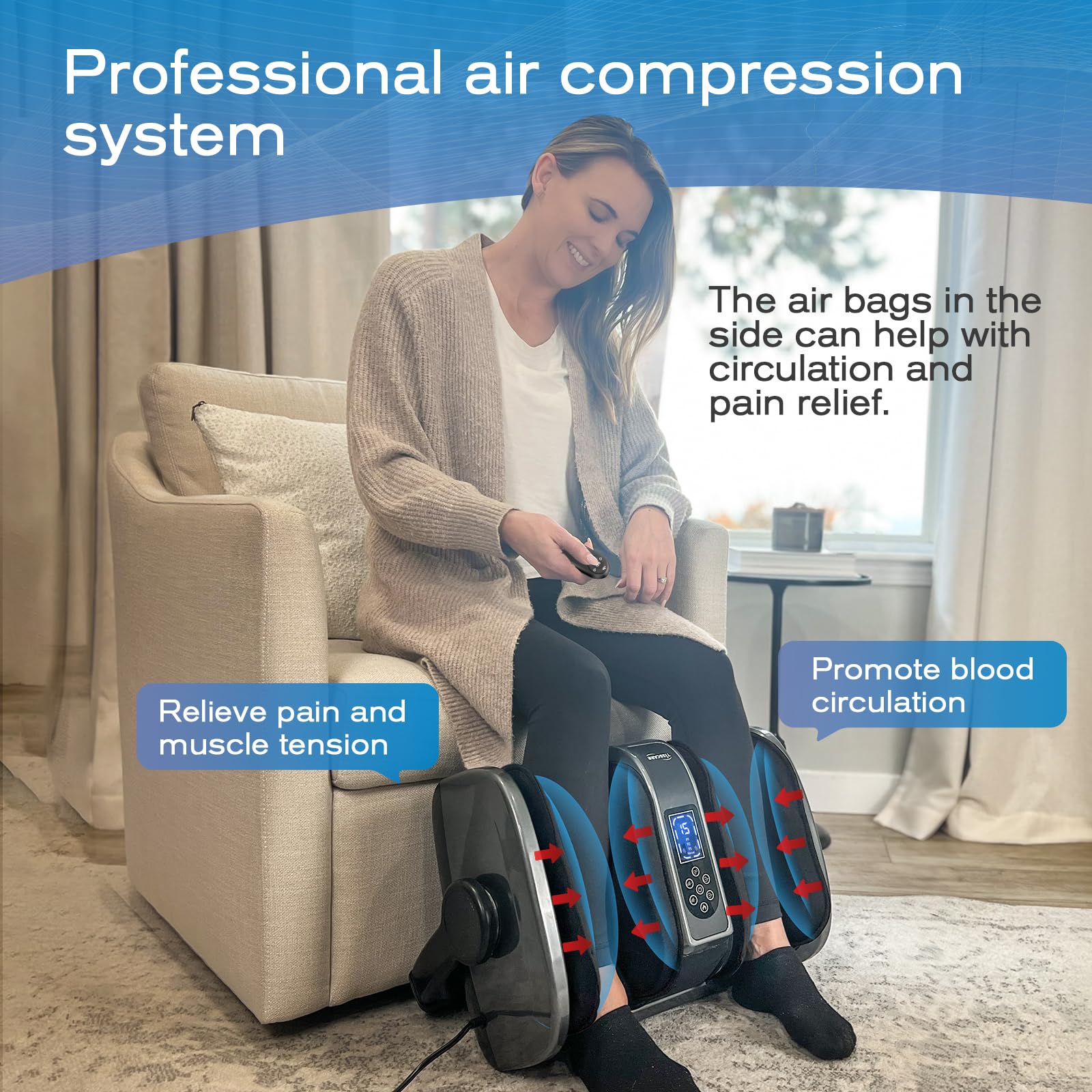 TISSCARE Shiatsu Foot Massager with Heat - FSA HSA Eligible Foot and Calf Massager for Plantar Fasciitis, Neuropathy, Circulation & Pain Relief - Perfect Gift for Men and Women - Use at Home or Office for Relaxation and Stress Relief