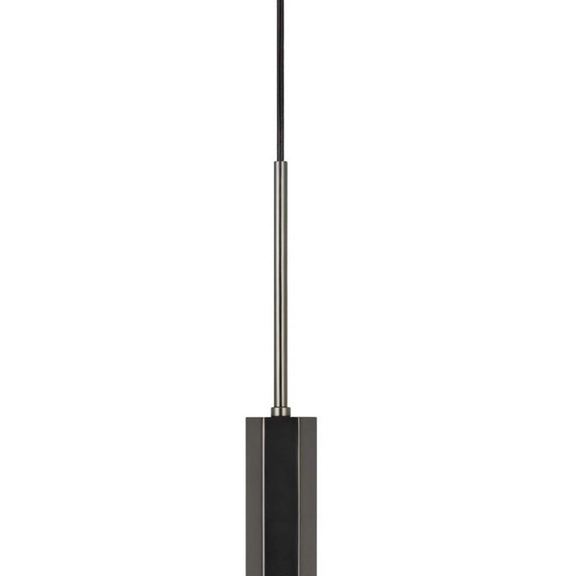 Benjara Black Hexagonal Metal Frame Single LED Pendant Light with Glass Diffuser - Modern Industrial Lighting for Kitchen Island, Dining Room & Bar Counter