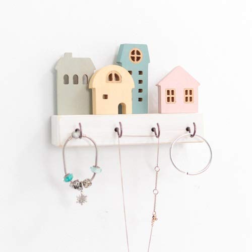 Sweet Home Words Wall Mounted Shelf with 4 Hooks - Hat Key Holder, Storage Rack for Entryway, Bedroom & Bathroom Organization (Color A, Free Size) - Perfect for Hanging Coats, Keys, Bags & Home Decor