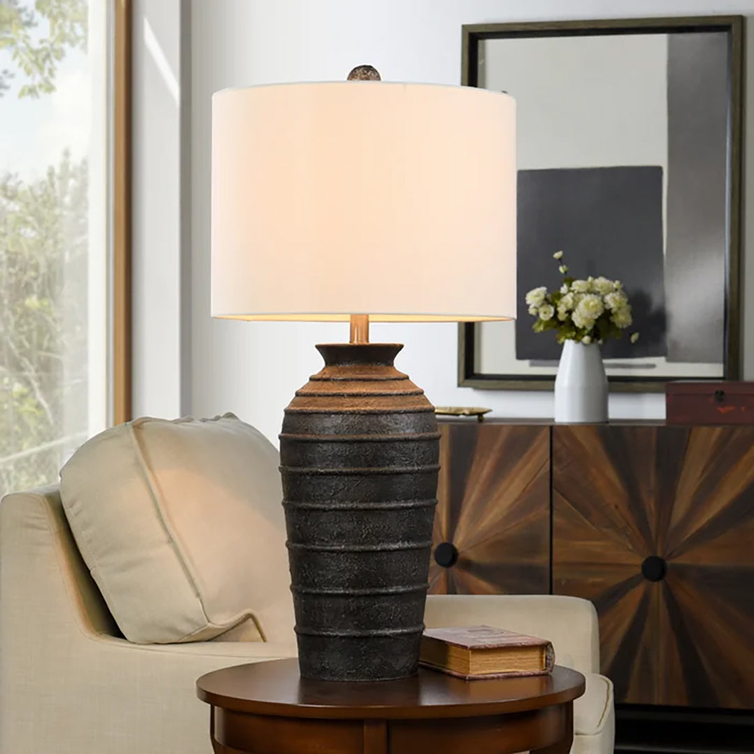 Modern Poly Resin Table Lamp - Stylish Home & Office Decor for Living Room, Bedroom, or Study Desk Lighting