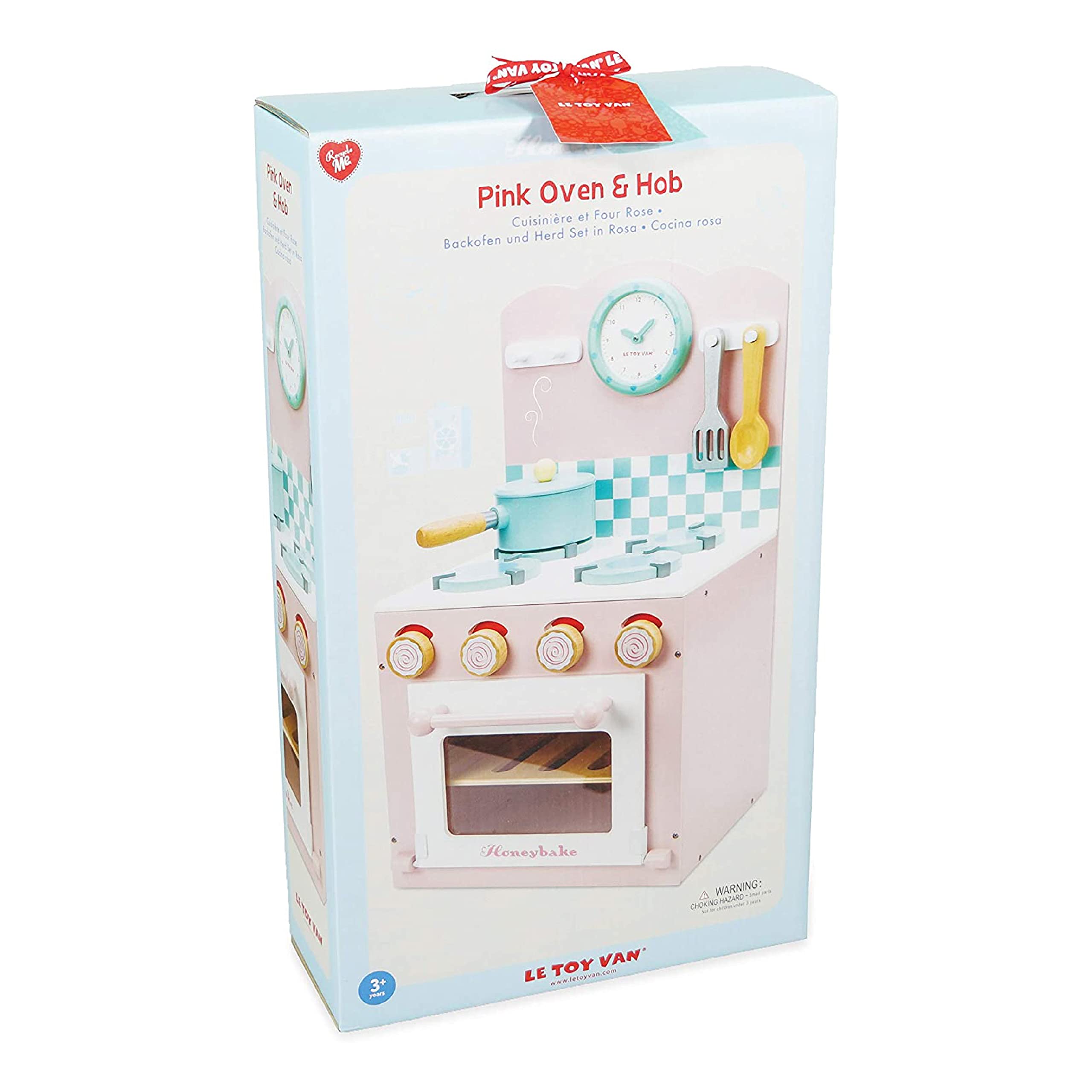 Le Toy Van - Colorful Wooden Honeybake Oven & Hob Pink Set | Wooden Pretend Play Kitchen Toy for Kids | Role Play Cooking Set for Boys & Girls | Perfect for Imaginative Play & Early Learning
