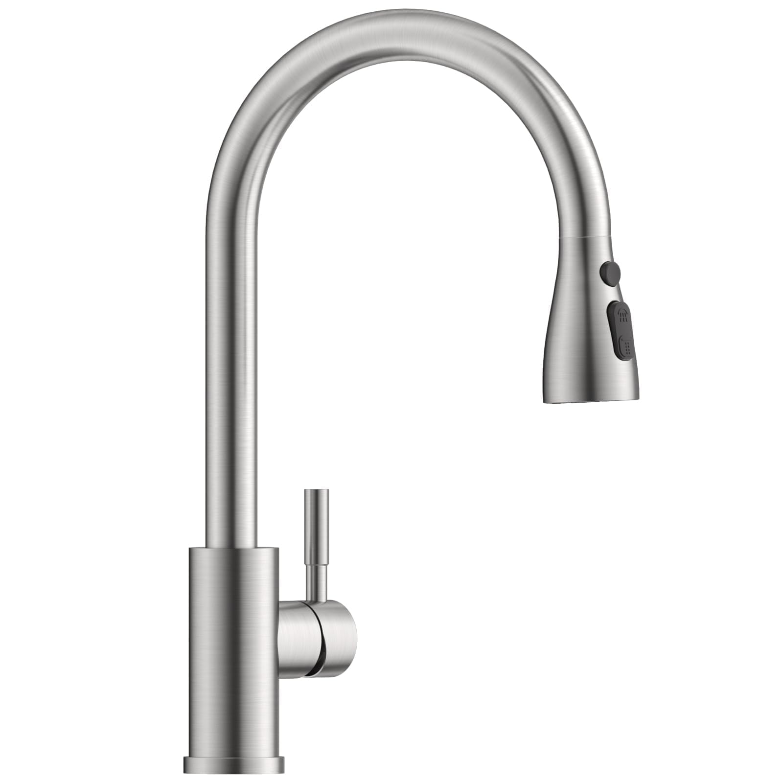 APPASO Brushed Nickel Kitchen Faucet - Modern 3 Function Pull Down Sprayer, Stainless Steel High Arc Single Handle Sink Faucet for 1 Hole Installation (No Deck Plate Needed) | Perfect for Modern Kitchens, Restaurant Prep Areas & RV Use