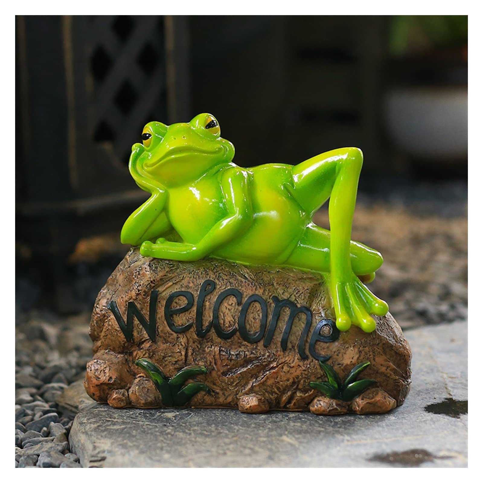 Creative Frog Welcome Card Garden Statue - Handcrafted Home & Kindergarten Courtyard Decor for Outdoor Garden Ornaments | Perfect for Front Yard Greetings, Patio Decorations & School Playgrounds