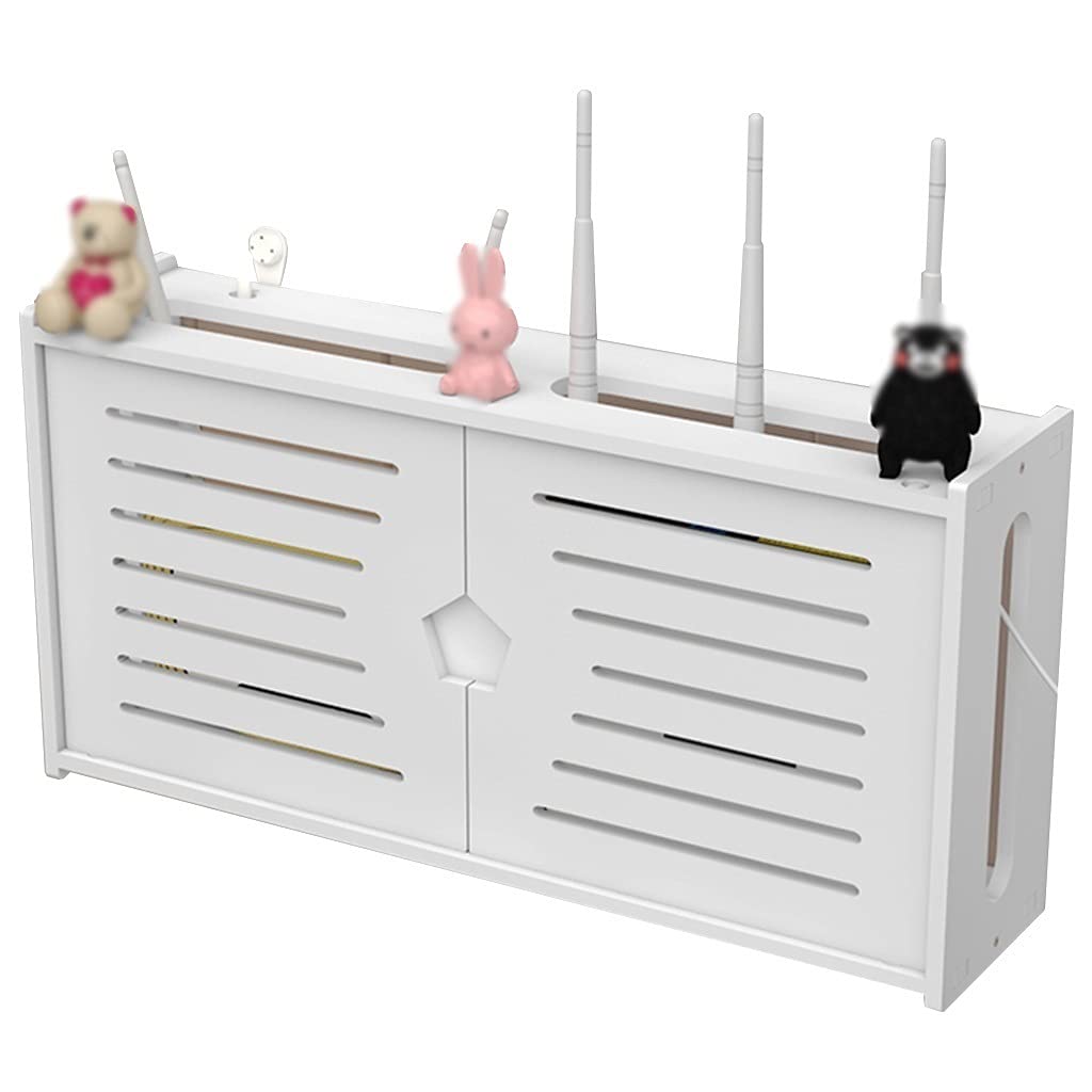 Wall Mount Shelf with Cable Organizer - WiFi Storage Box for Home & Office (48×11.5×24cm)