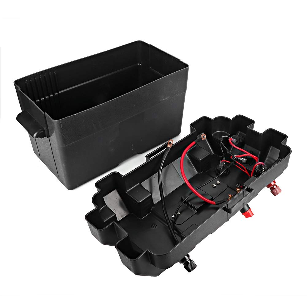 KIMISS Marine Battery Box for Trolling Motor - Waterproof Plastic Power Center with 12V & USB Charging Ports - Perfect for Fishing Boats, Kayaks, and Outdoor Water Sports
