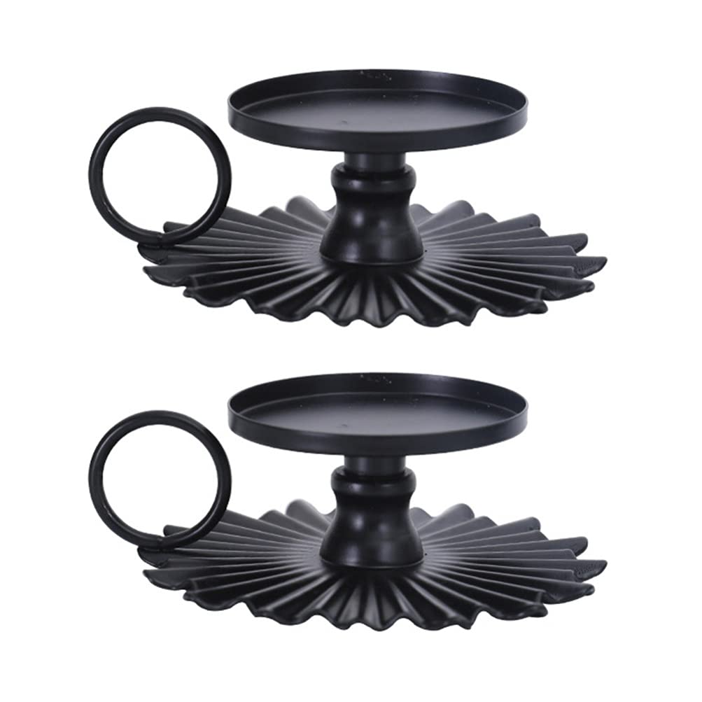 2-Piece Vintage Iron Handheld Candlestick Holders - Elegant Candle Stand for Dining Table Decor, Wedding Centerpieces & Romantic Home Ambiance