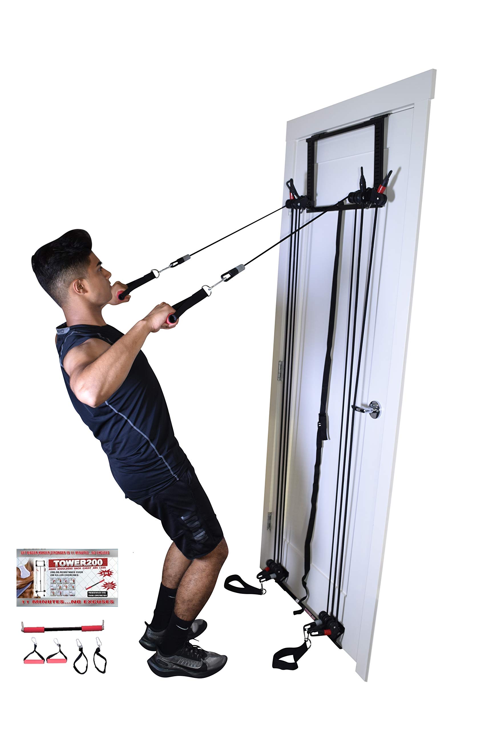Complete Home Gym Resistance Bands Set with 2 Handles, 2 Ankle Straps & Straight Bar - Full Body Workout Equipment for Strength Training, Yoga & Fitness - Perfect for Door Gym Exercises & Home Workouts