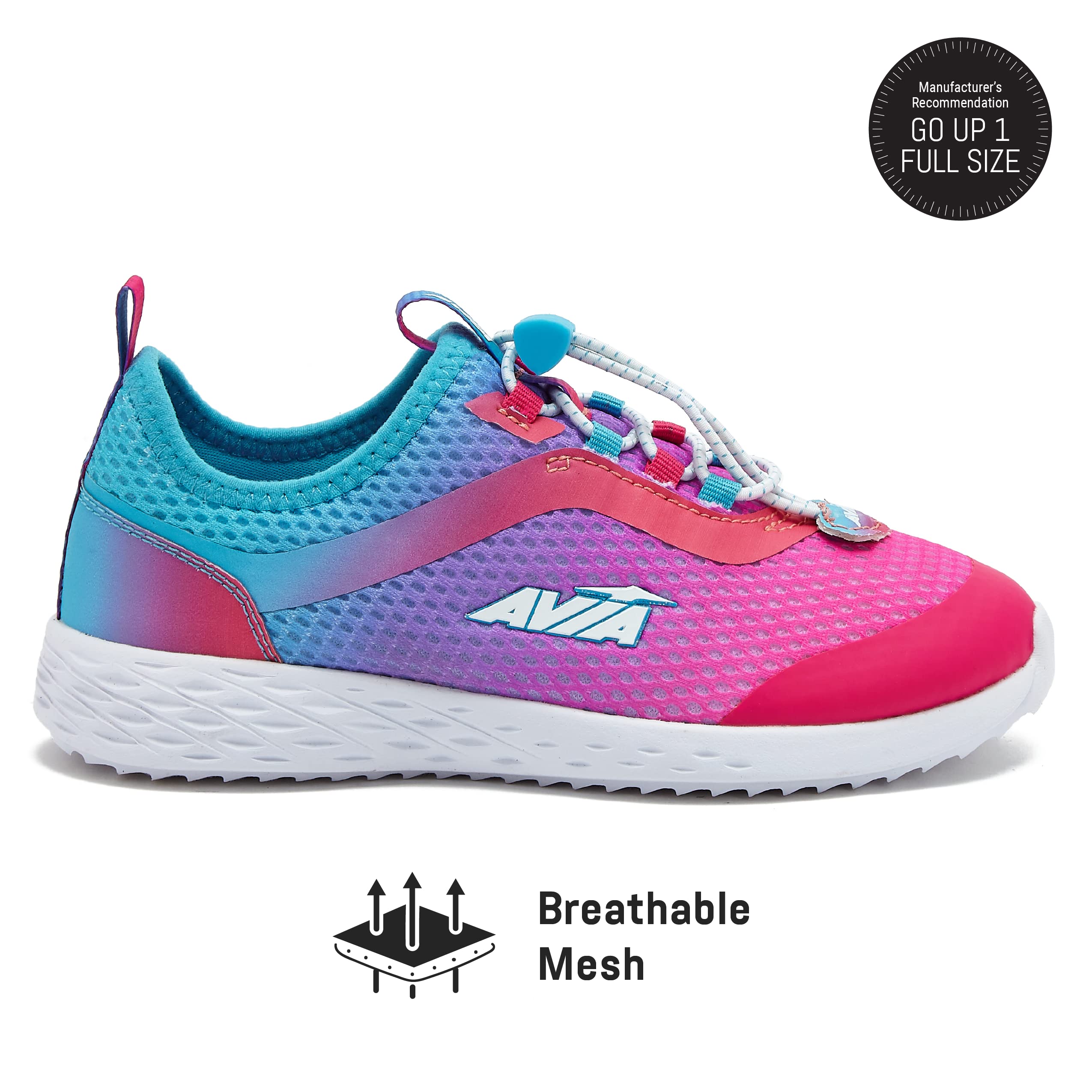Avia Avi Spirit Slip-On Girls' Sneakers - Lightweight Breathable Tennis Shoes for Girls, Athletic Running Shoes - Toddler to Big Kid Sizes 11-6 - Perfect for School, Sports & Casual Wear