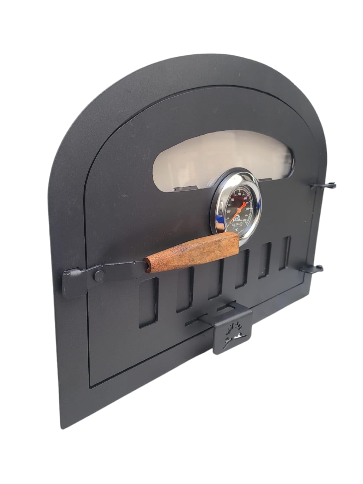 Cast Iron Oven Door with Window, Air Regulator & Temperature Gauge - Small Size for Wood Stoves, Fireplaces & Outdoor Cooking