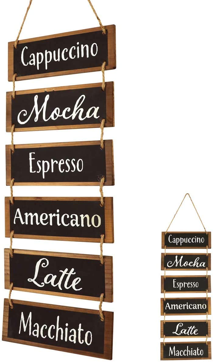 KITCADA Rustic Wooden Coffee Bar Sign - Farmhouse Wall Decor for Kitchen, Bathroom, Living Room & Bedroom - Large Hanging Wall Art - Perfect for Coffee Lovers & Home Styling (Black)