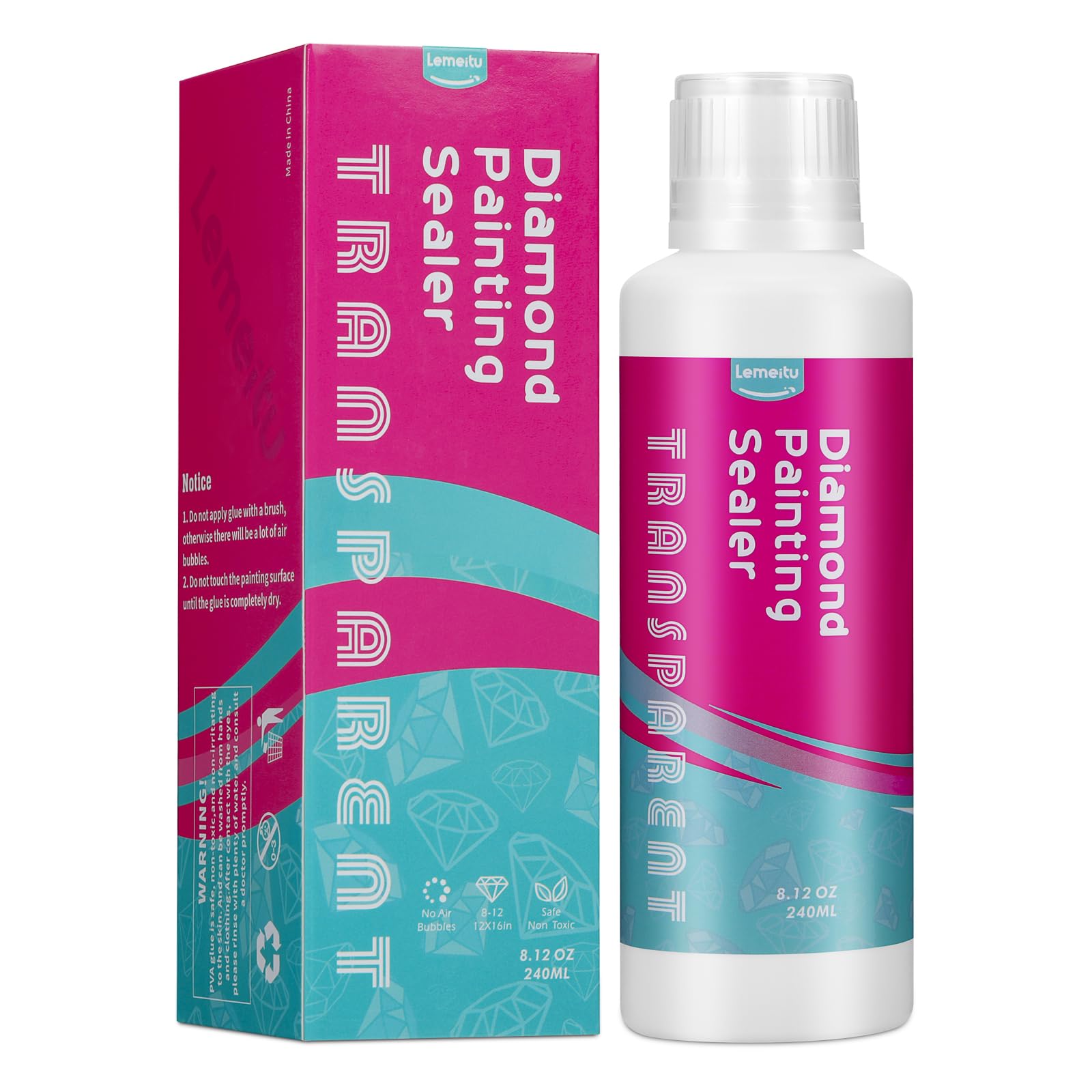 240ML Diamond Painting Sealer - Permanent Hold & Fast-Drying Glue for Diamond Art, Puzzles & Crafts with Sponge Head (1 Pack) - Perfect for DIY Projects, Home Decor & Gift Making