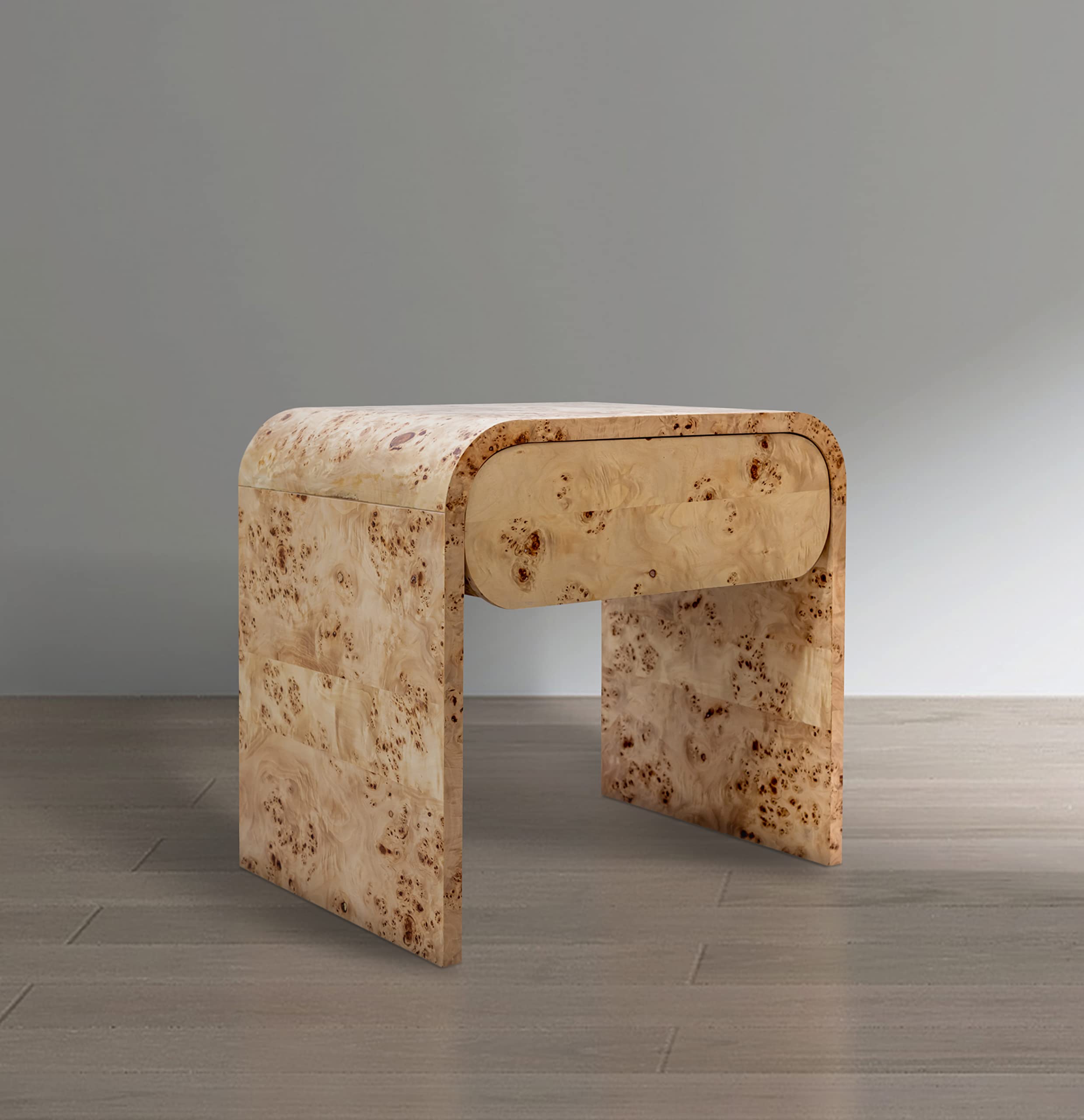 Meridian Furniture 863-NS Cresthill Collection Mid-Century Modern Nightstand - Natural Burl Wood, 24