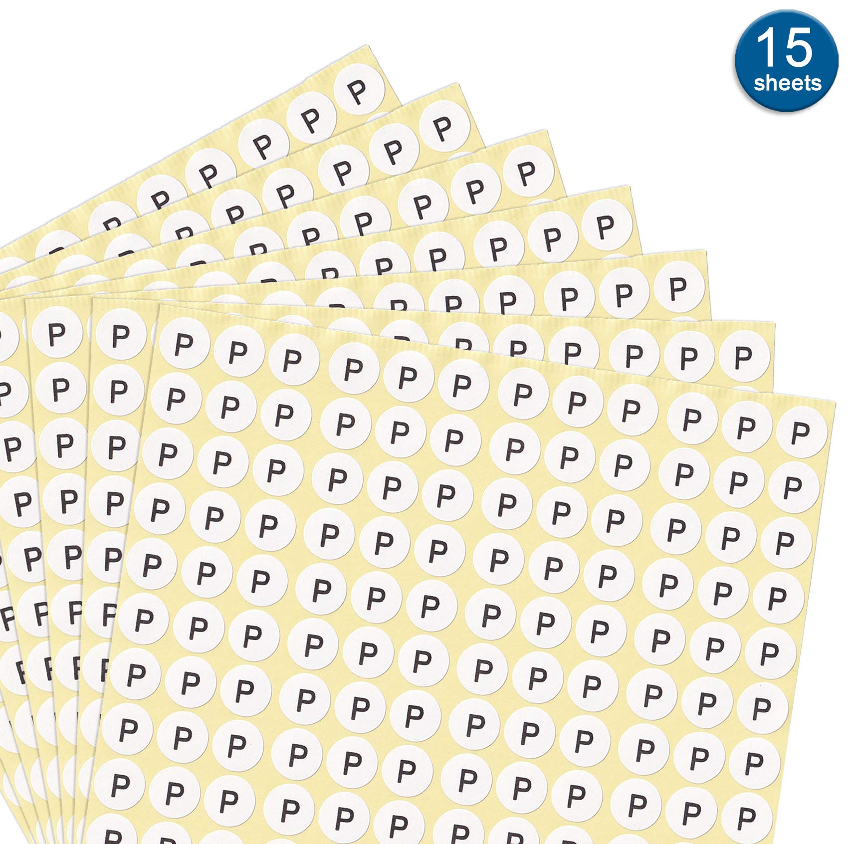 DealzEpic - Letter P Alphabet Stickers - Small Round Self-Adhesive Peel & Stick Labels (15 Sheets) - Perfect for Scrapbooking, DIY Crafts & School Projects