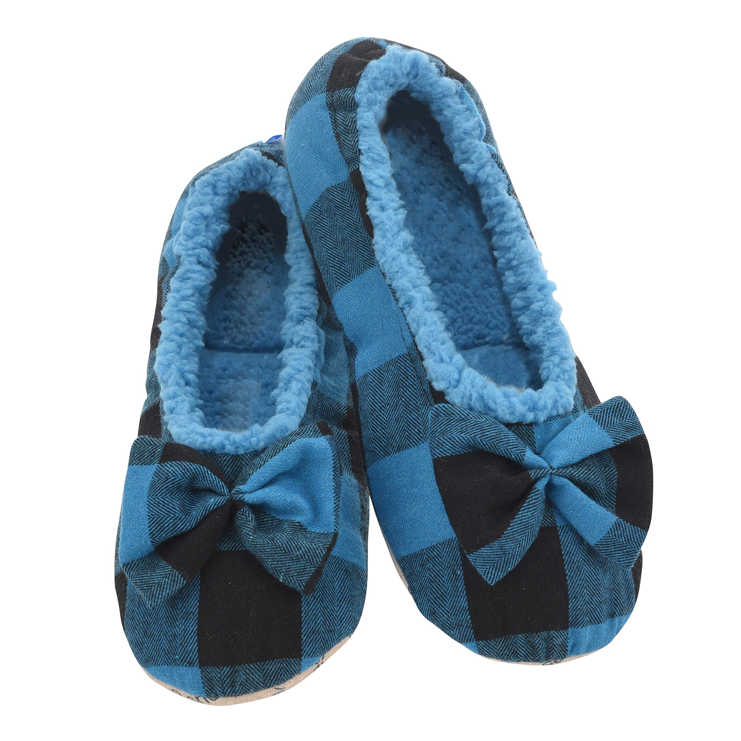 Cozy Buffalo Plaid Ballerina Slippers for Women - Soft Fuzzy House Slippers with Non-Slip Sole - Lightweight Indoor/Outdoor Slippers - Perfect for Home, Lounge & Winter Comfort