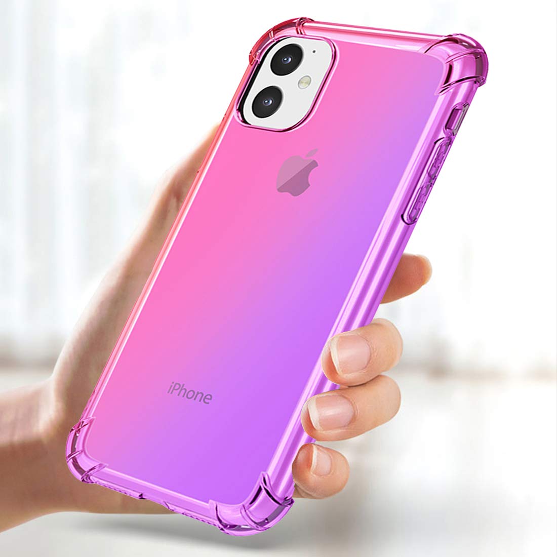 Gradient Slim Clear TPU Shockproof Case for iPhone 11 - Cute Pink Purple Anti-Scratch Soft Cover | Perfect for Everyday Protection & Style
