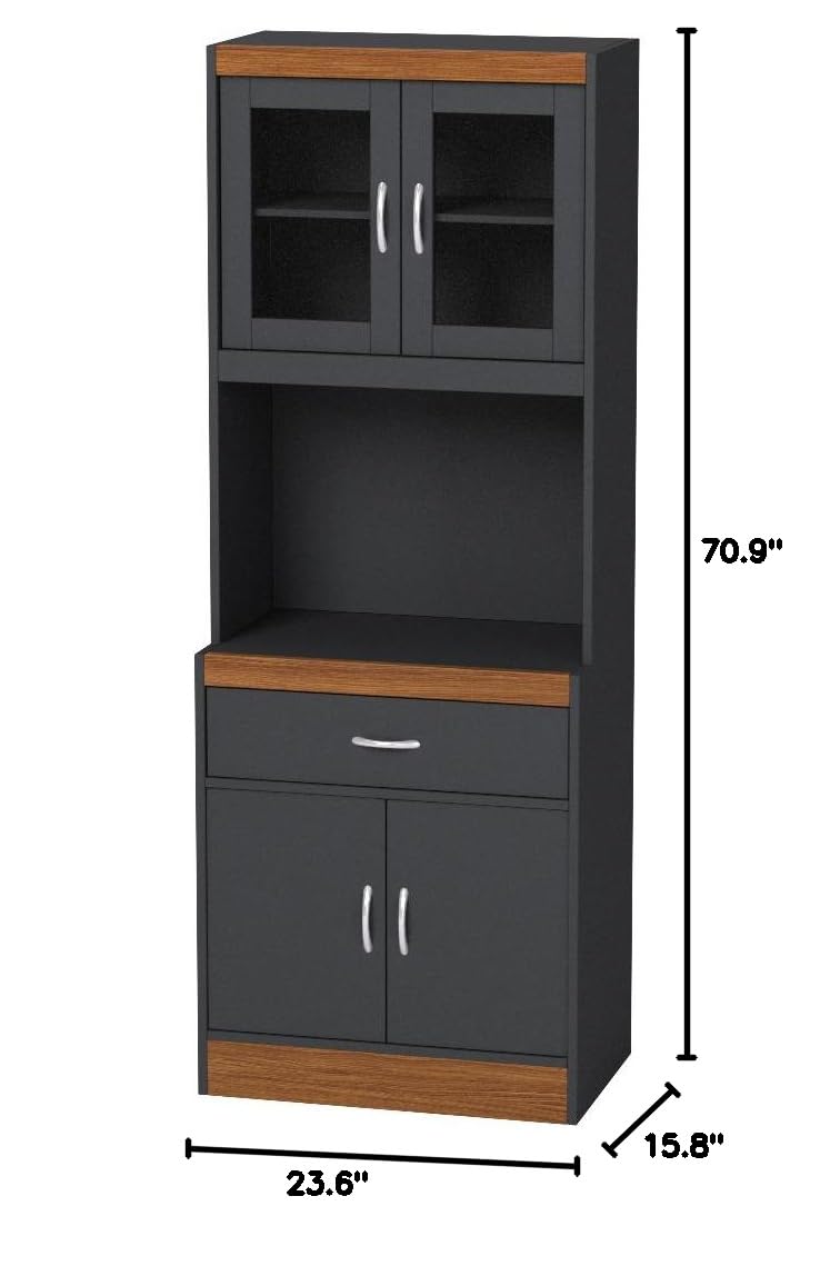 Hodedah China Cabinet - Elegant Display Cabinet with Glass Doors for Dining Room, Kitchen, or Living Room Storage | Perfect for Showcasing Fine China, Glassware, and Collectibles