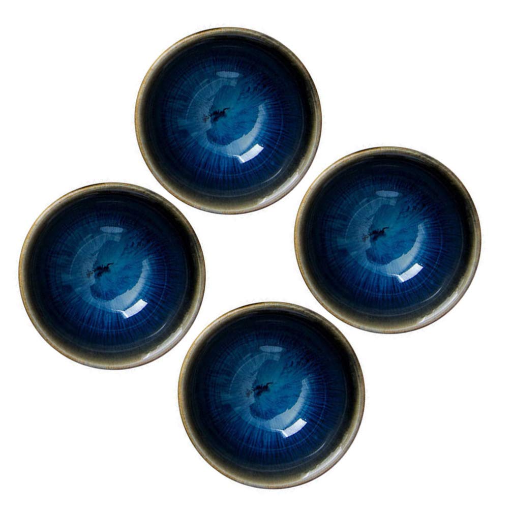 Amosfun 4-Piece Ceramic Dip Bowls Set - Small Sauce Dishes for Sushi, Soy Sauce, Snacks, Appetizers, Desserts & Seasonings - Perfect for Entertaining, Parties & Home Dining