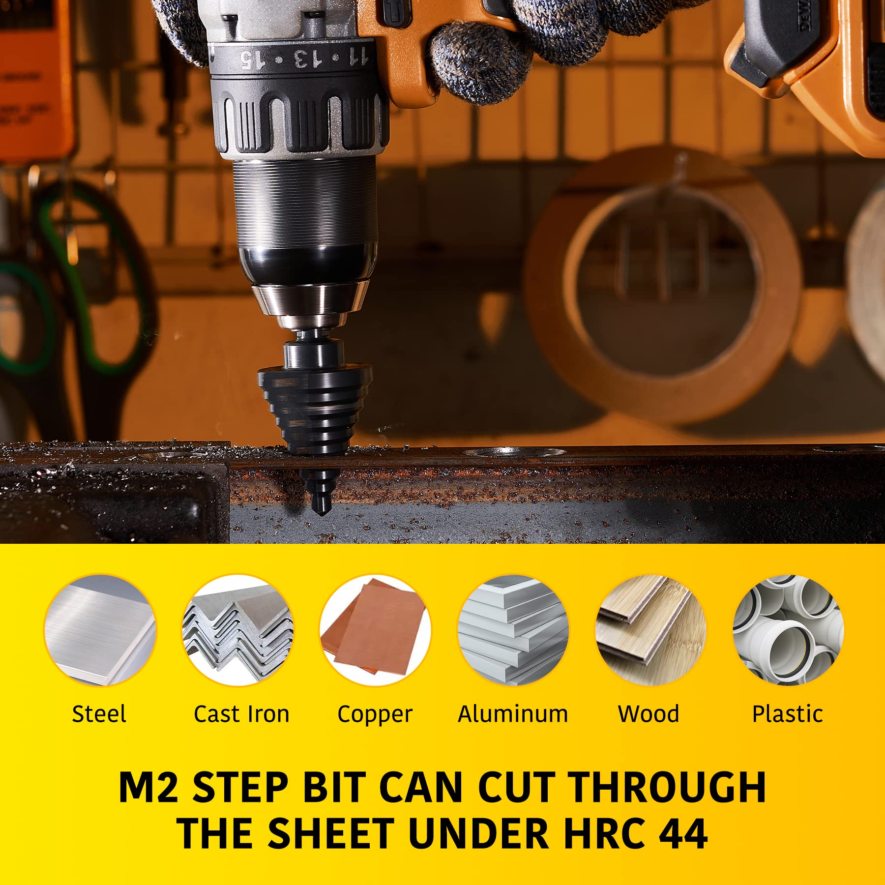5PCS M2 Step Drill Bit Set - 50 Sizes HSS Unibit (1/8