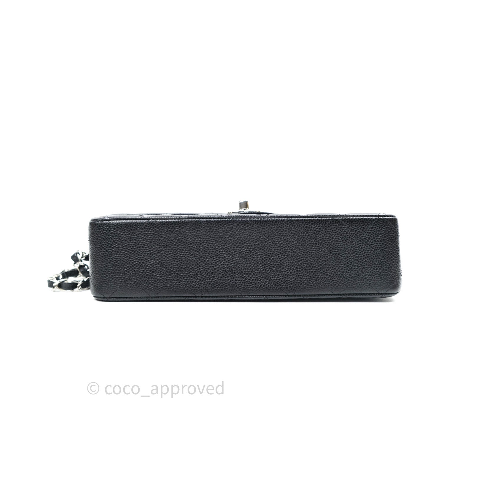 Chanel Classic Double Flap M/L Black Caviar Leather Bag with Silver Hardware - Luxury Designer Handbag for Women, Perfect for Work, Evening & Special Occasions